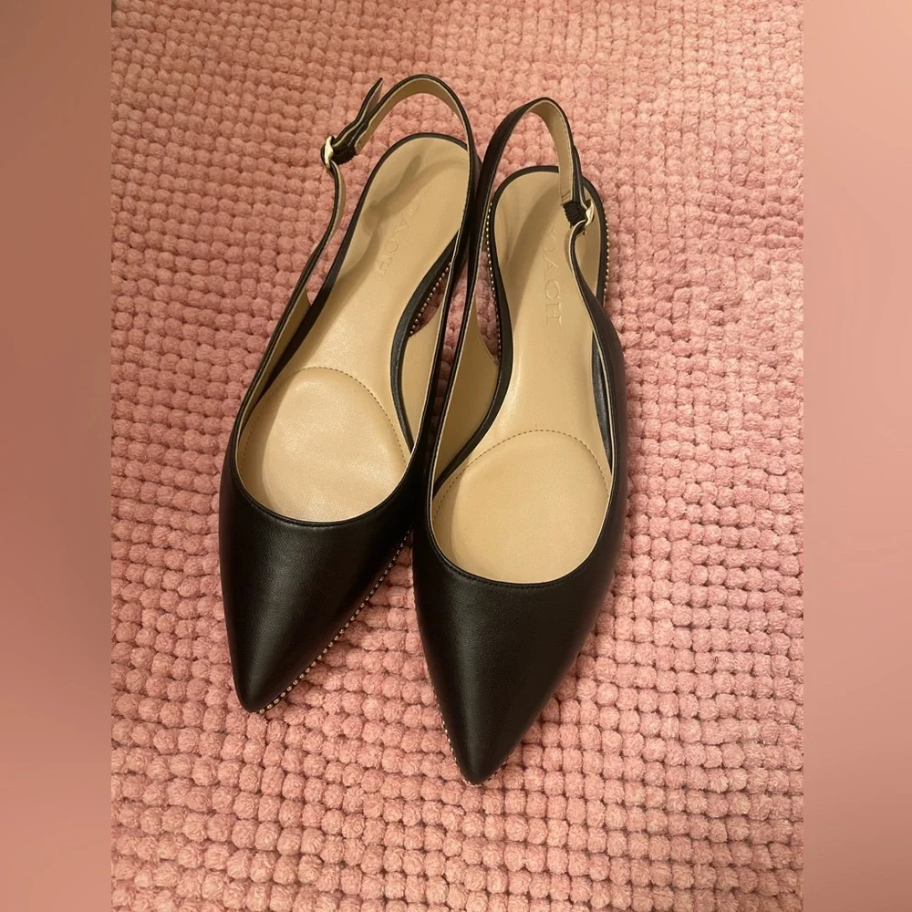 COACH Women’s Claire Black Leather Skimmer - Picture 2 of 5